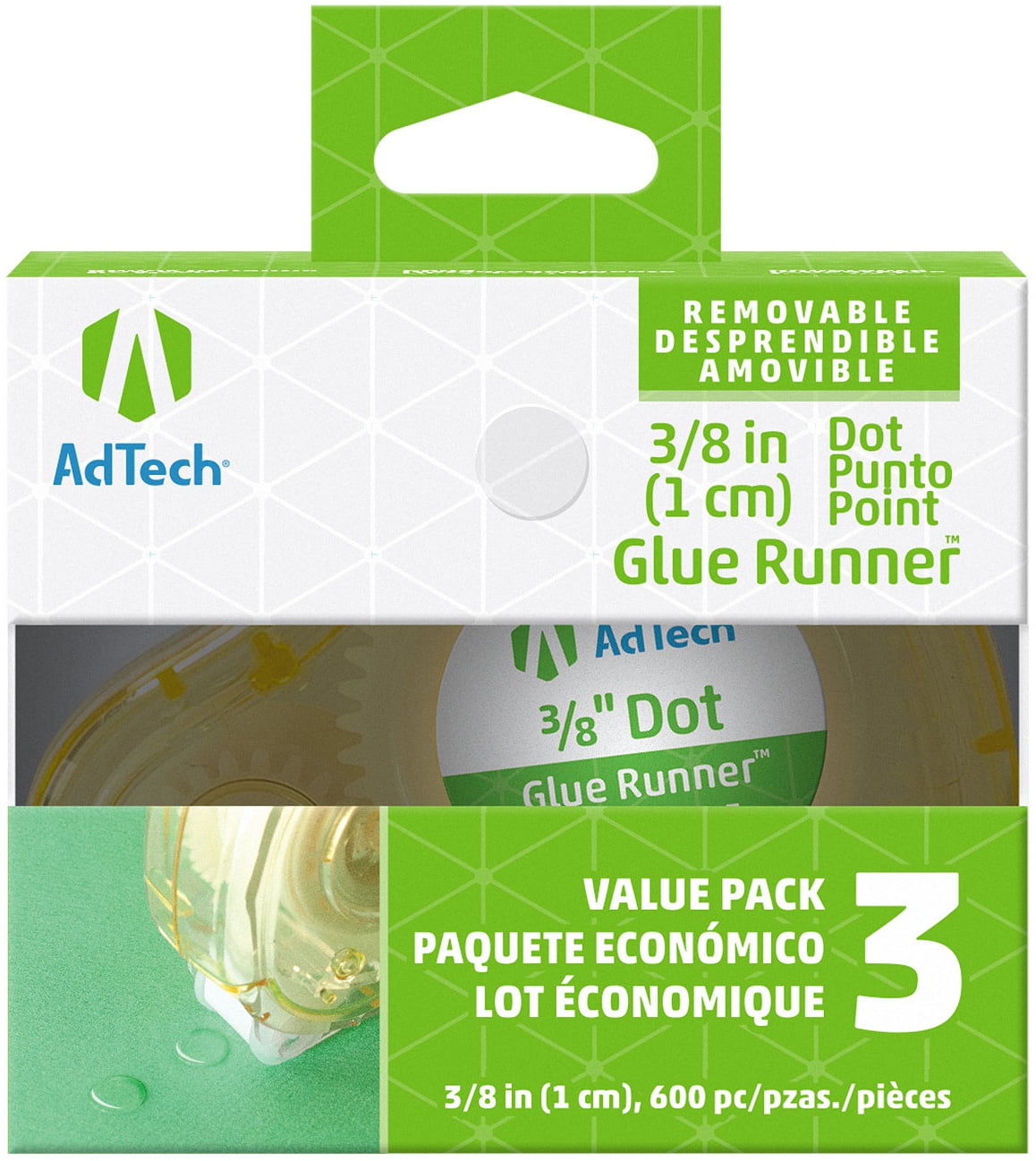 Ad-Tech Removeable Glue Dots 3/Pkg-Clear .375"