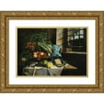 thumbnail image 1 of Adèle Evrard 14x11 Gold Ornate Wood Frame and Double Matted Museum Art Print Titled - Still Life with Cat, 1 of 4