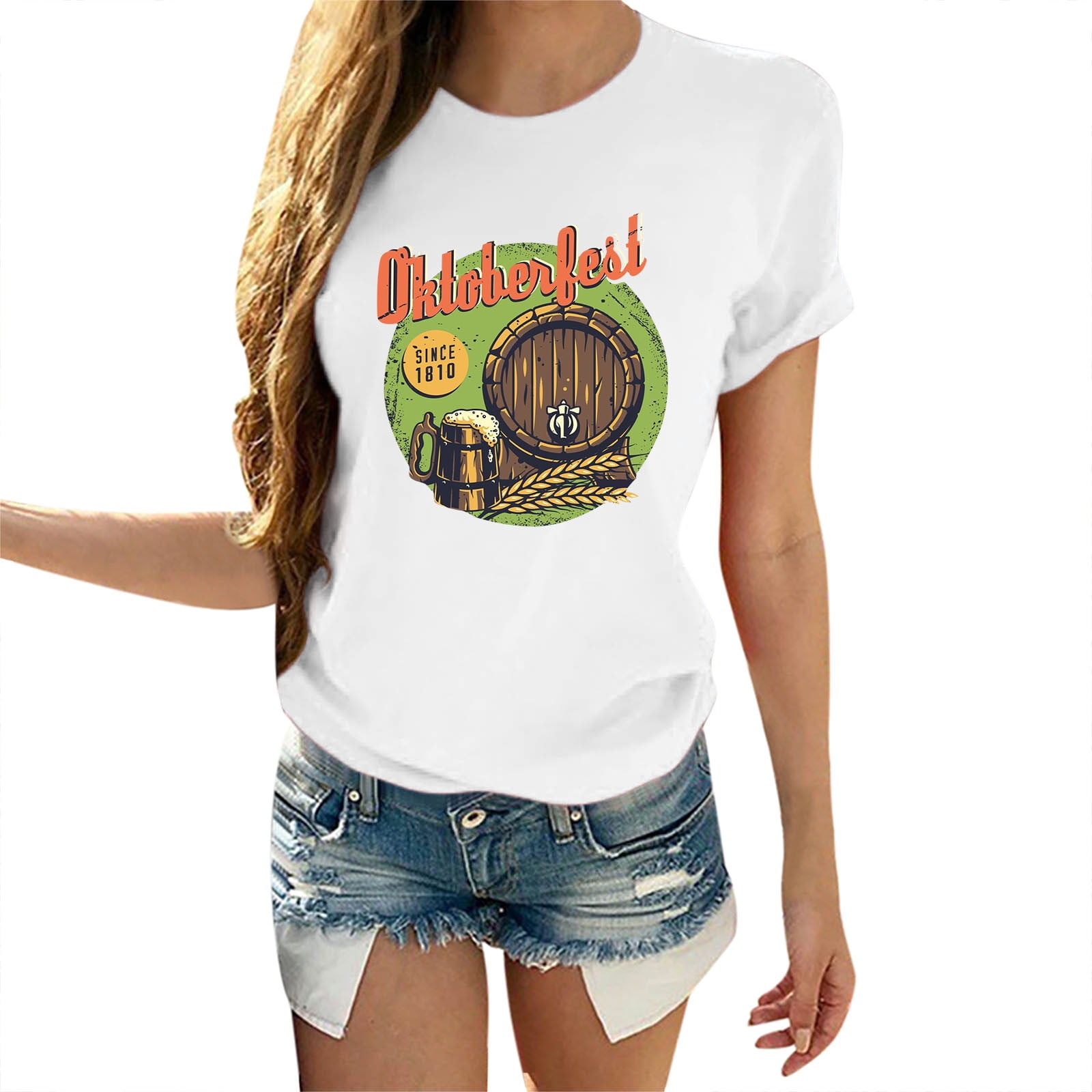 AdBFJAF Business Casual Tops for Women Plus Size Funny T Shirt Print