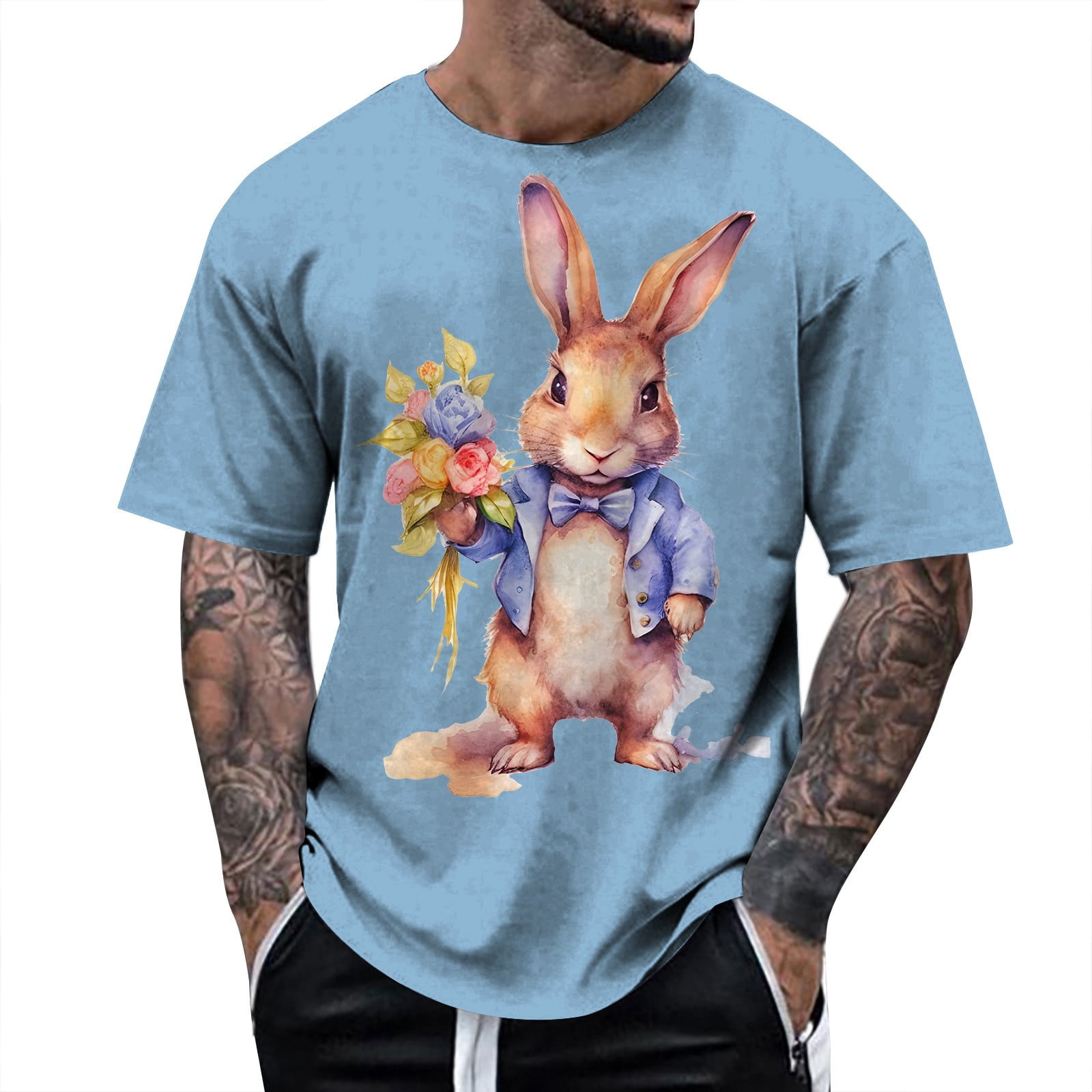 AdBFJAF Compression Shirt Men Short Sleeve White Men's Easter Rabbit ...