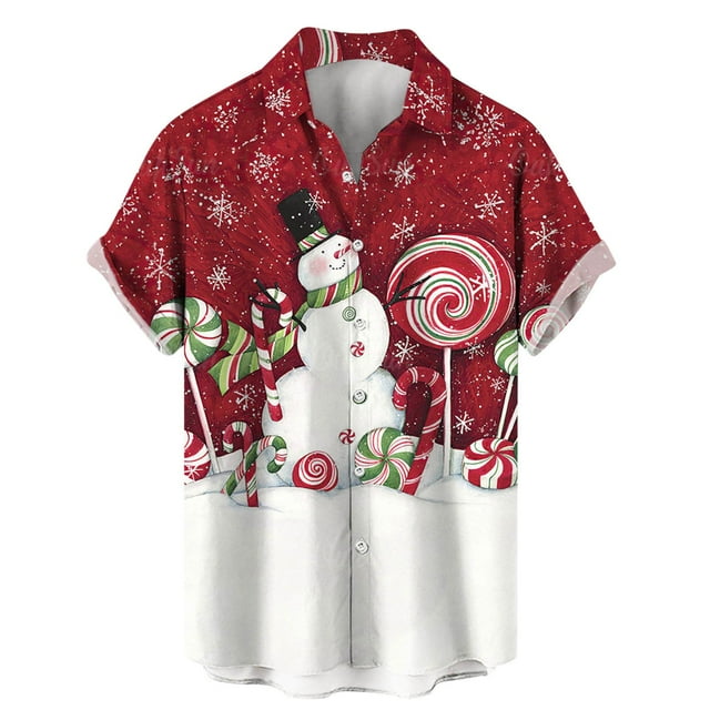 AdBFJAF Dress Shirts for Men Short Sleeve Design Mens Christmas Fashion ...