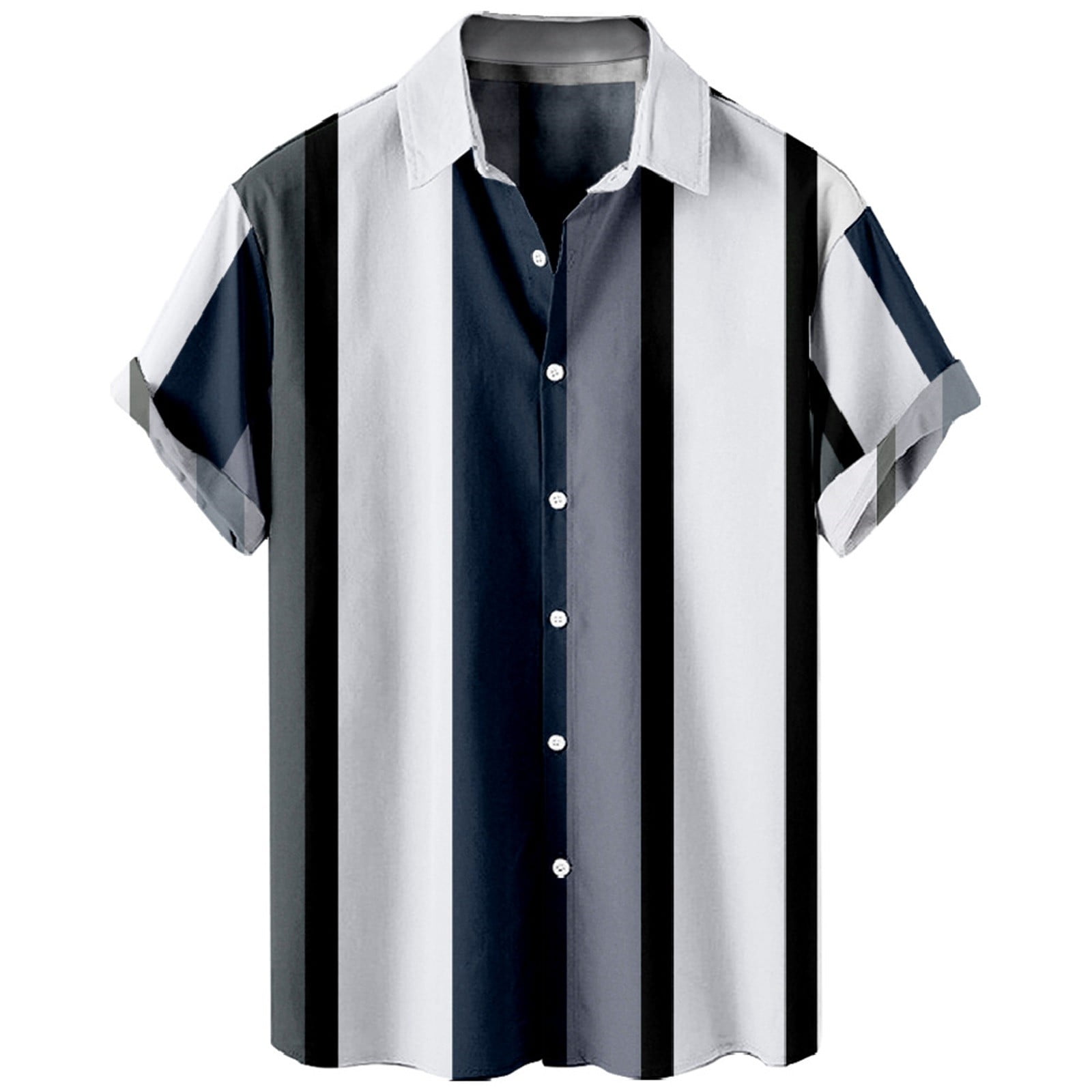 AdBFJAF Dress Shirts for Men Short Sleeve Xl Fashion Trend Color Stripe ...