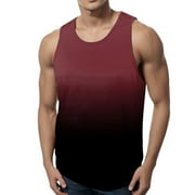 AdBFJAF Gym Tank Tops for Men Polyester Mens Summer Fashion Tank Top Casual Loose Sports Beach Seaside Print Top Vest Casual Loose Top Male