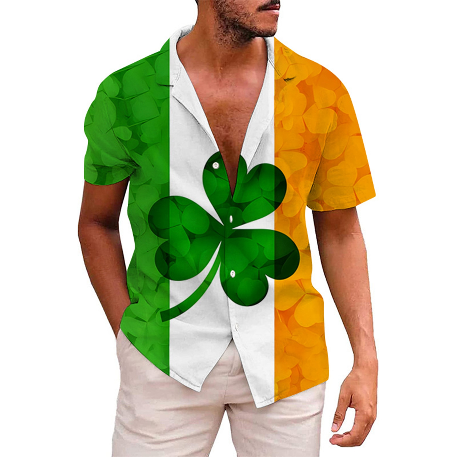 AdBFJAF Long Sleeve Shirts for Men Cotton Thick Male St. Patricks's Day ...