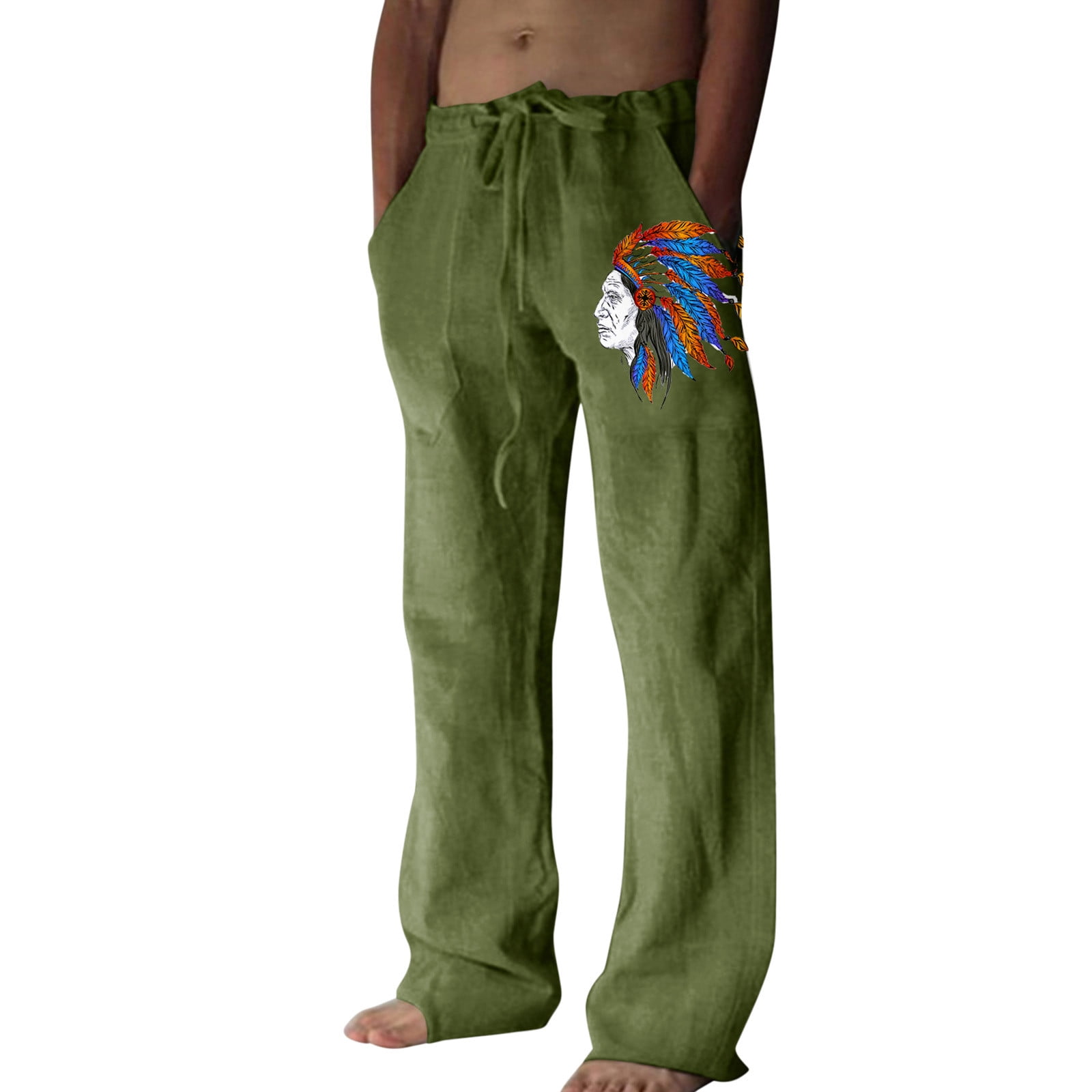 AdBFJAF Men's Pants Elastic Waistband 46 Mens Fashion Casual Cotton and ...