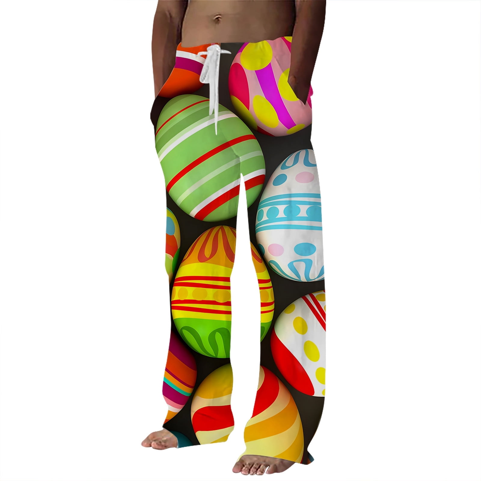 AdBFJAF Mens Casual Pants Relaxed Fit Big and Tall Mens Easter Egg