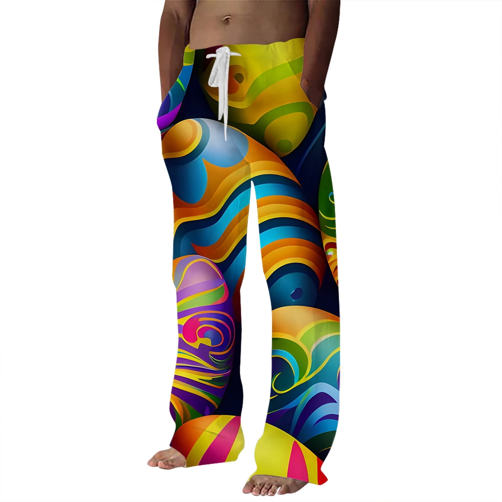 AdBFJAF Mens Casual Pants Relaxed Fit Big and Tall Mens Easter Egg