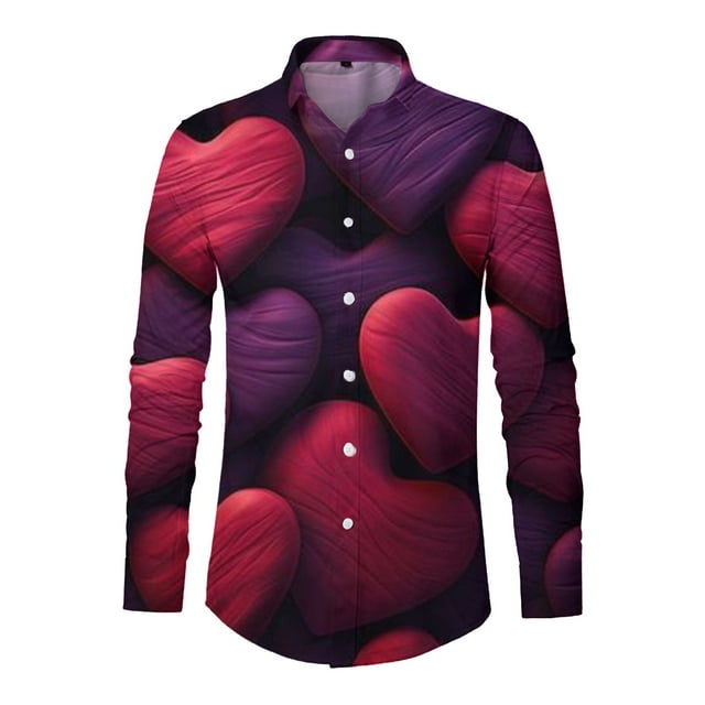 AdBFJAF Mens Dress Shirts Red 2024 Mens Digital 3D Printed T Shirt ...