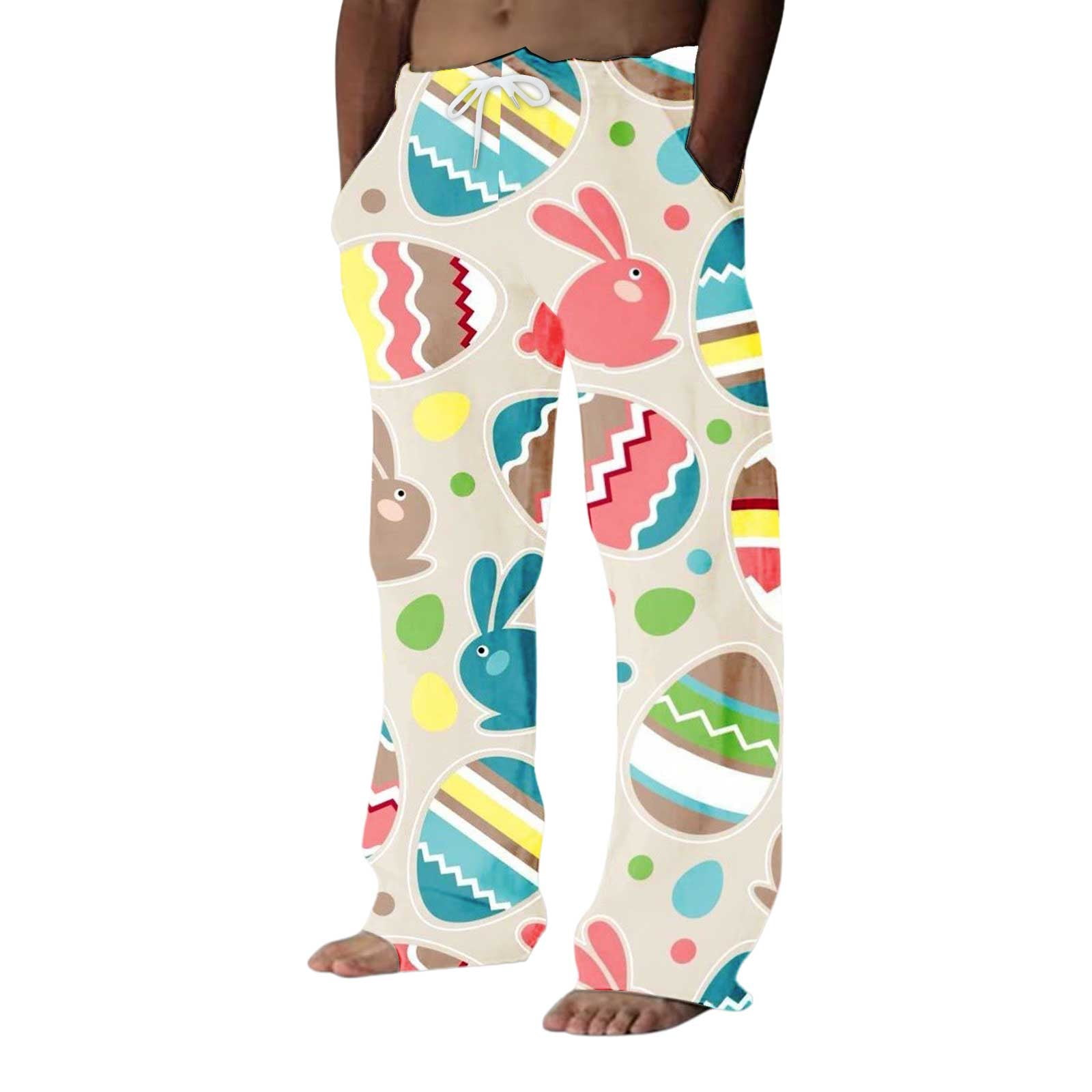 AdBFJAF Mens Pants Expandable Waist Size 48 Mens Easter Long Casual