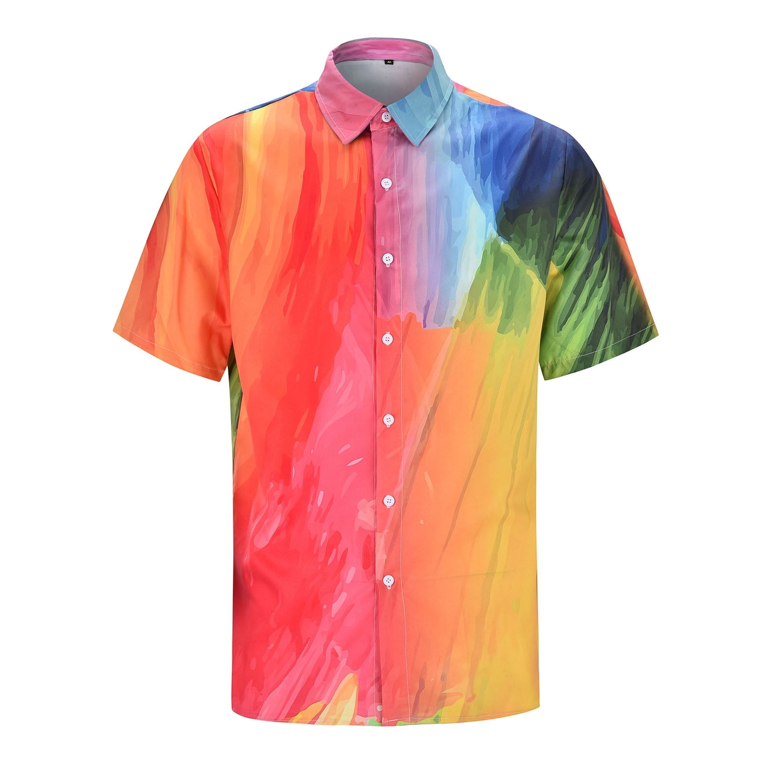 AdBFJAF Mens Shirts Graphic Tees Men's Rainbow Multi Color 3D Digital ...