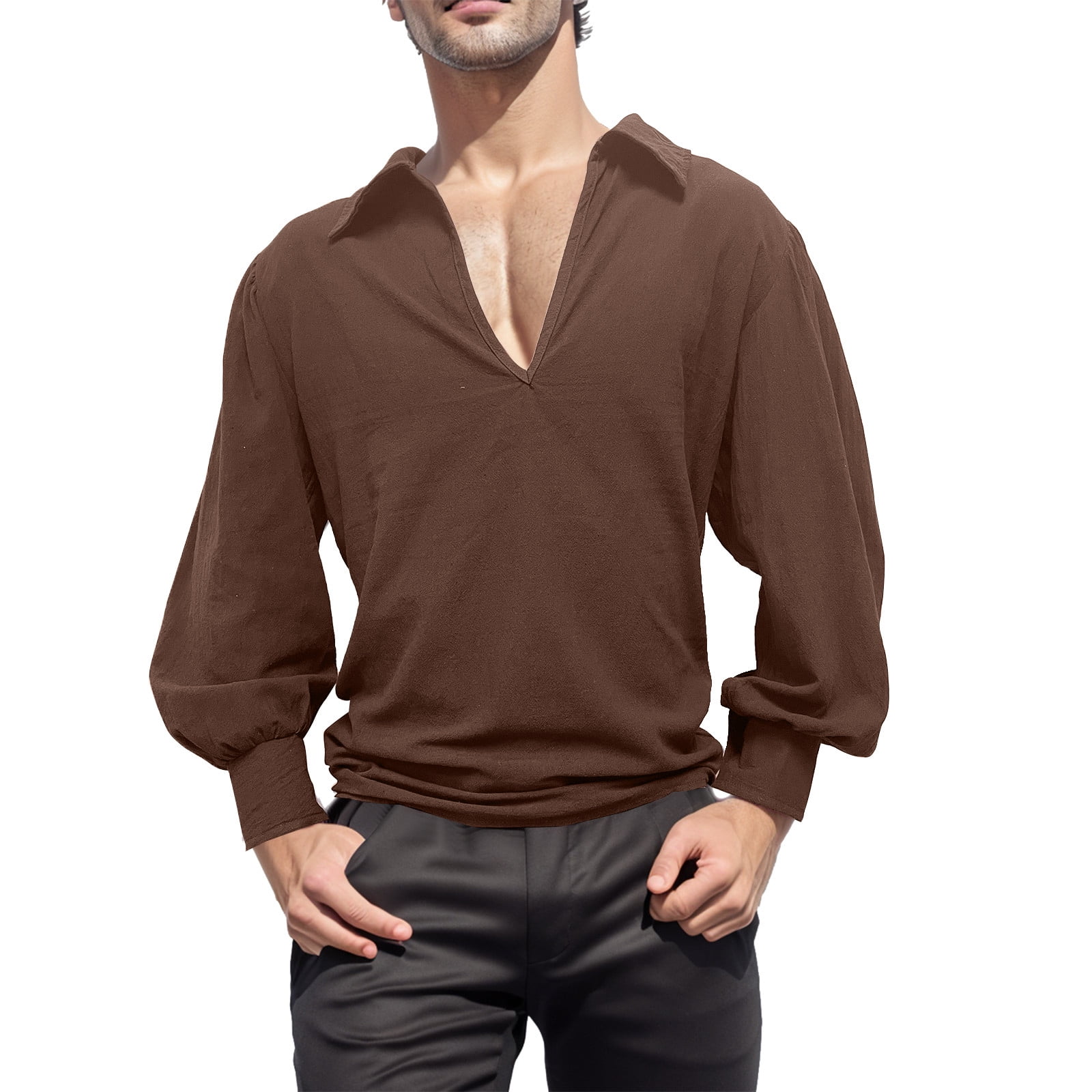 AdBFJAF Mens Shirts Long Sleeve with Pocket Mens Loose Comfortable ...