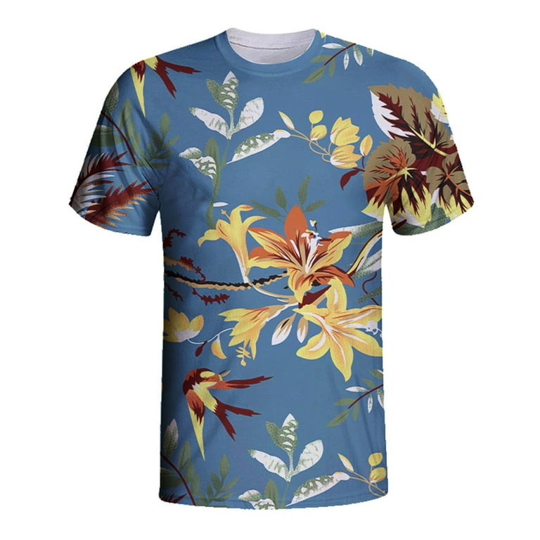 AdBFJAF Mens Shirts Pack White Men's Summer Vacation Tourism Beach Fashion  Trend Leisure 3D Digital Printing Short Sleeve T Shirt 2024 Summer 
