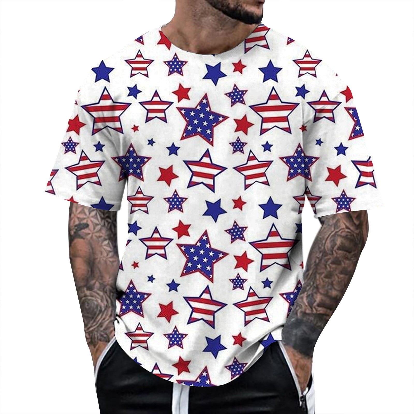 AdBFJAF Mens Tshirts Graphic Vintage Bands Men's Independence Day Print ...