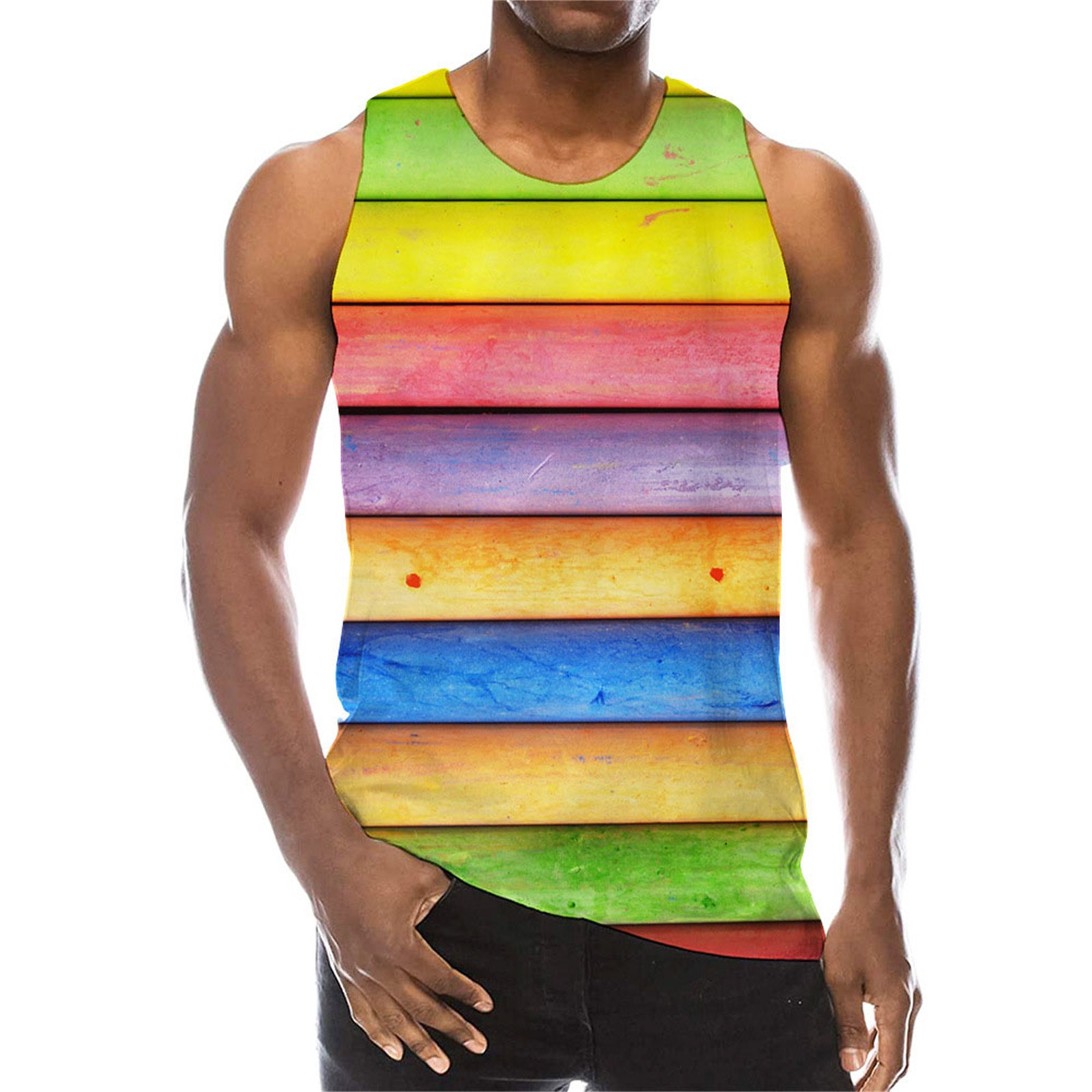 AdBFJAF Mens Undershirts Tank Tops Thick Summer Sports Multi Colored