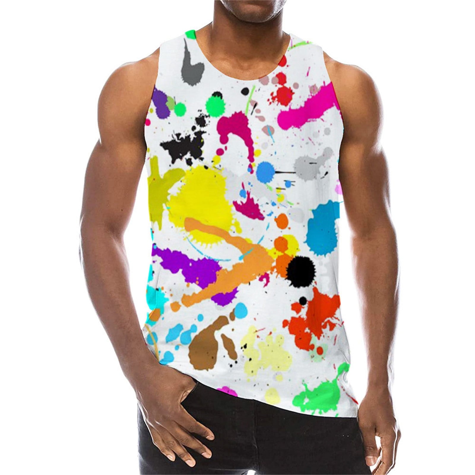 AdBFJAF Mens Undershirts Tank Tops Thick Summer Sports Multi Colored