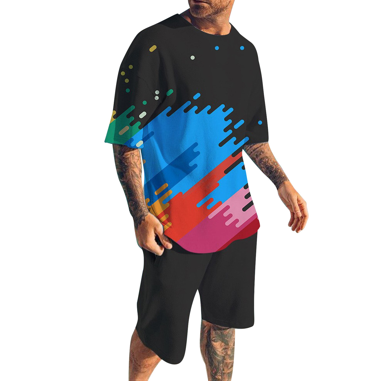 AdBFJAF Outfits for Men Mens Tux Men's Short Suit 2 Piece Summer Sports