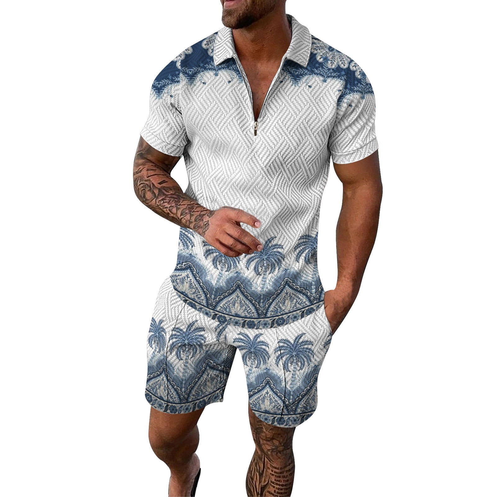 AdBFJAF Outfits for Men and Tux Mens Short Sleeve Casual Shirt and