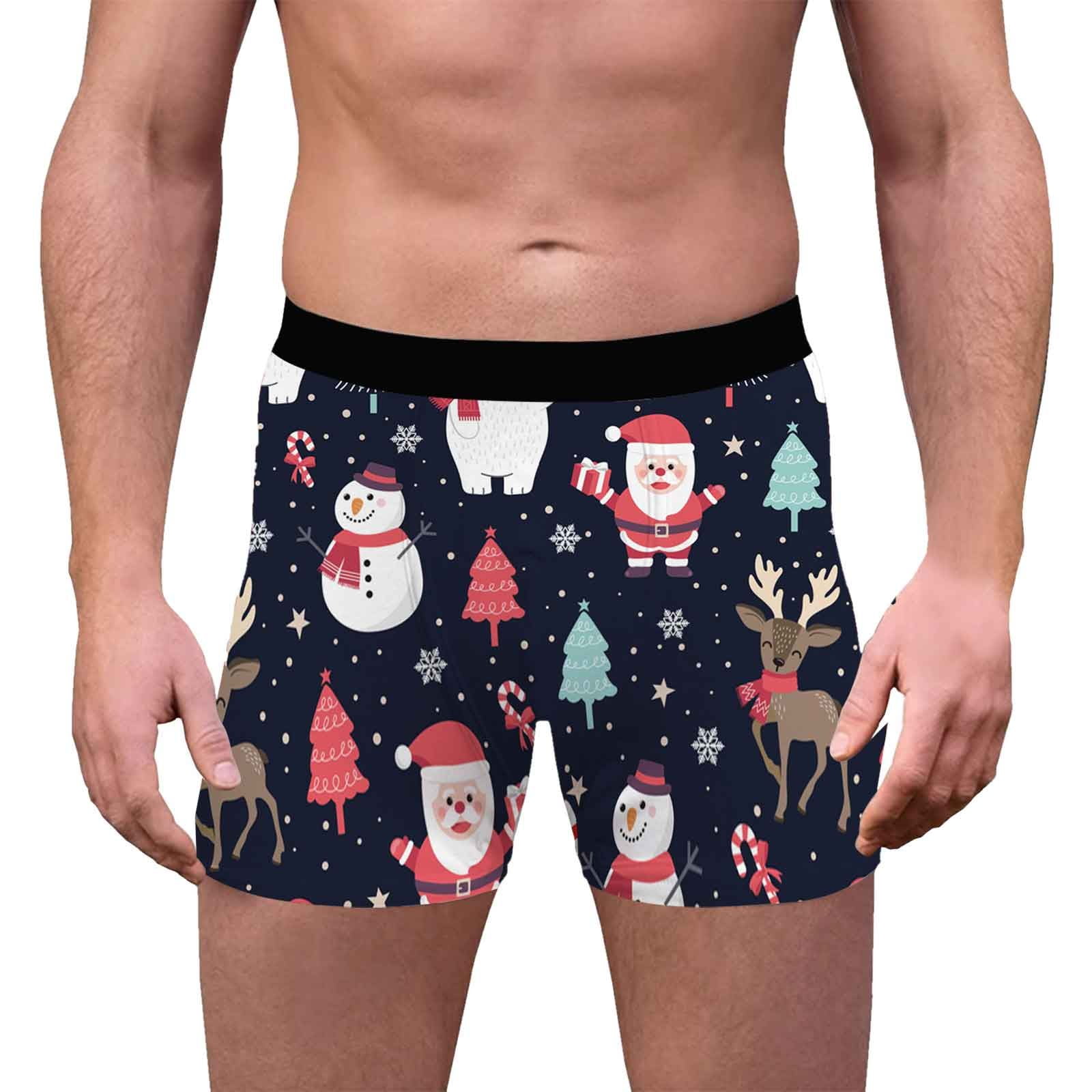 AdBFJAF Plus Size Panties Cotton Mens Christmas Underwear 3D Printed