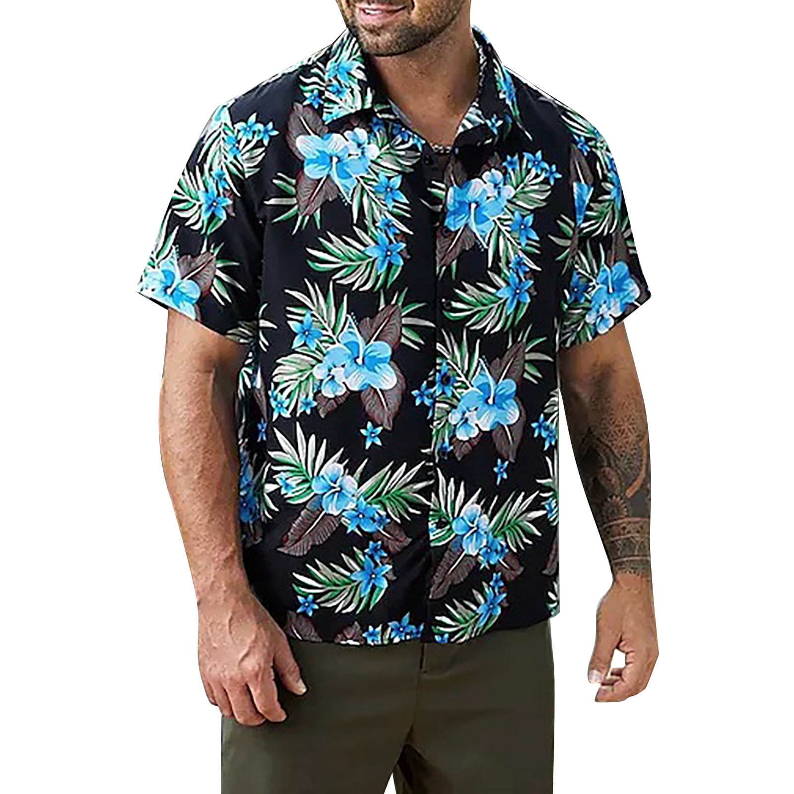 AdBFJAF Shirt for Men Glitter Shirt Men Men's Hawaiianss Floral Shirts ...