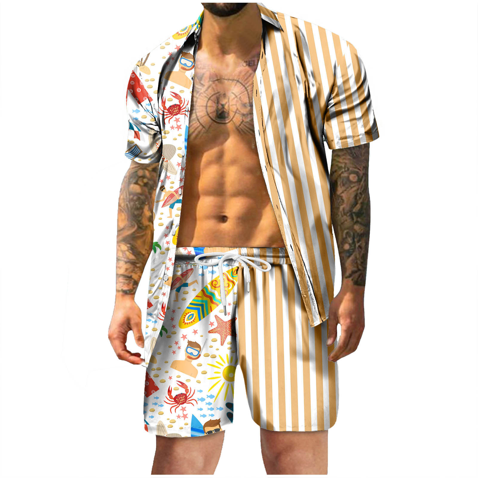 AdBFJAF Summer Male 80 S Outfits for Men Mens Summer Fashion Leisure ...