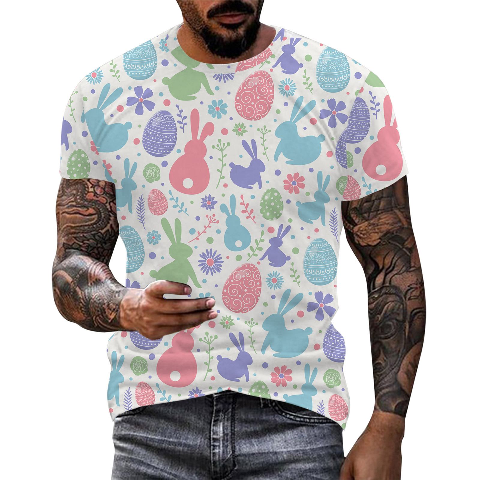 AdBFJAF Tshirts Shirts for Men Pack Multi Color Mens Easter Fashion ...