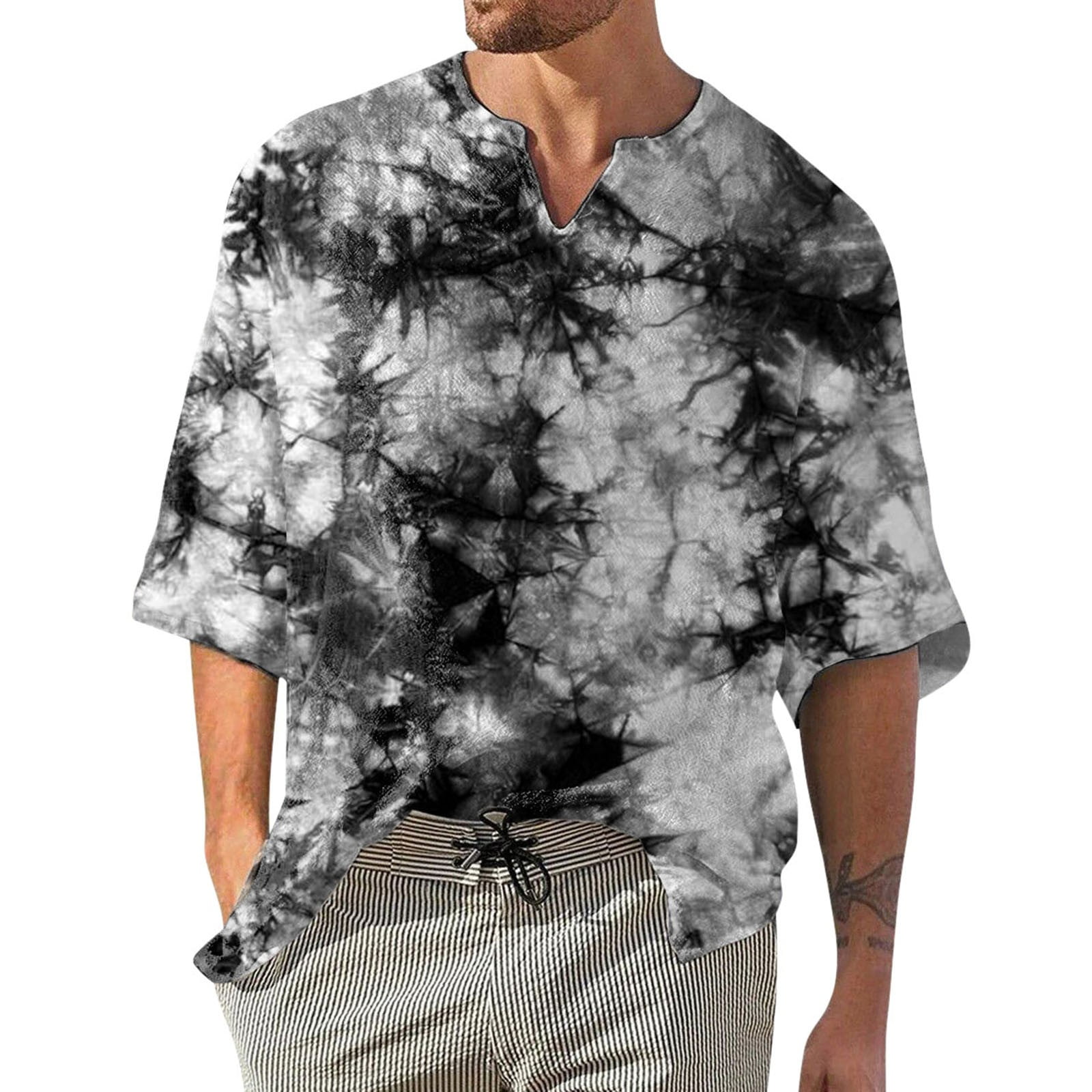 AdBFJAF Tshirts Shirts for Men V Neck Black Mens Summer Fashion Casual ...