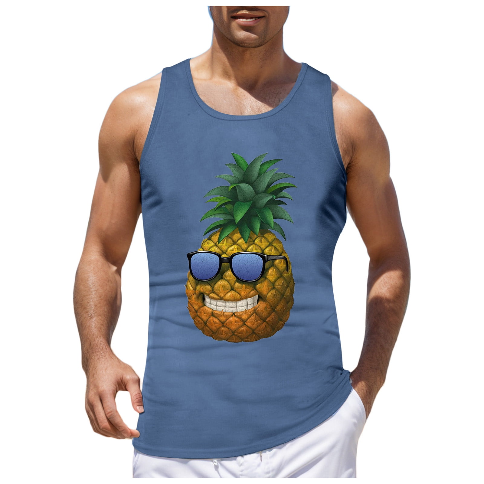 AdBFJAF Workout Tank Tops for Men Cotton Mens Summer Vacation Beach ...