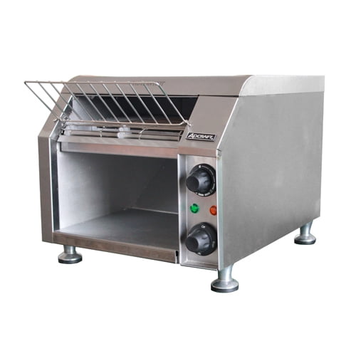 Adcraft CVYT-120 Countertop Commercial Conveyor Toaster, 300 Slices/Hour, Stainless Steel, 120v, NSF, 13-1/2"H x 14-1/2"W x 19-1/2"D.