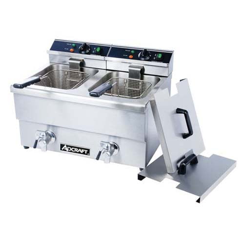 Adcraft DF-12L/2 Fryer 50-Pound Double Tank Electric Countertop Deep Fryer, 208v, NSF