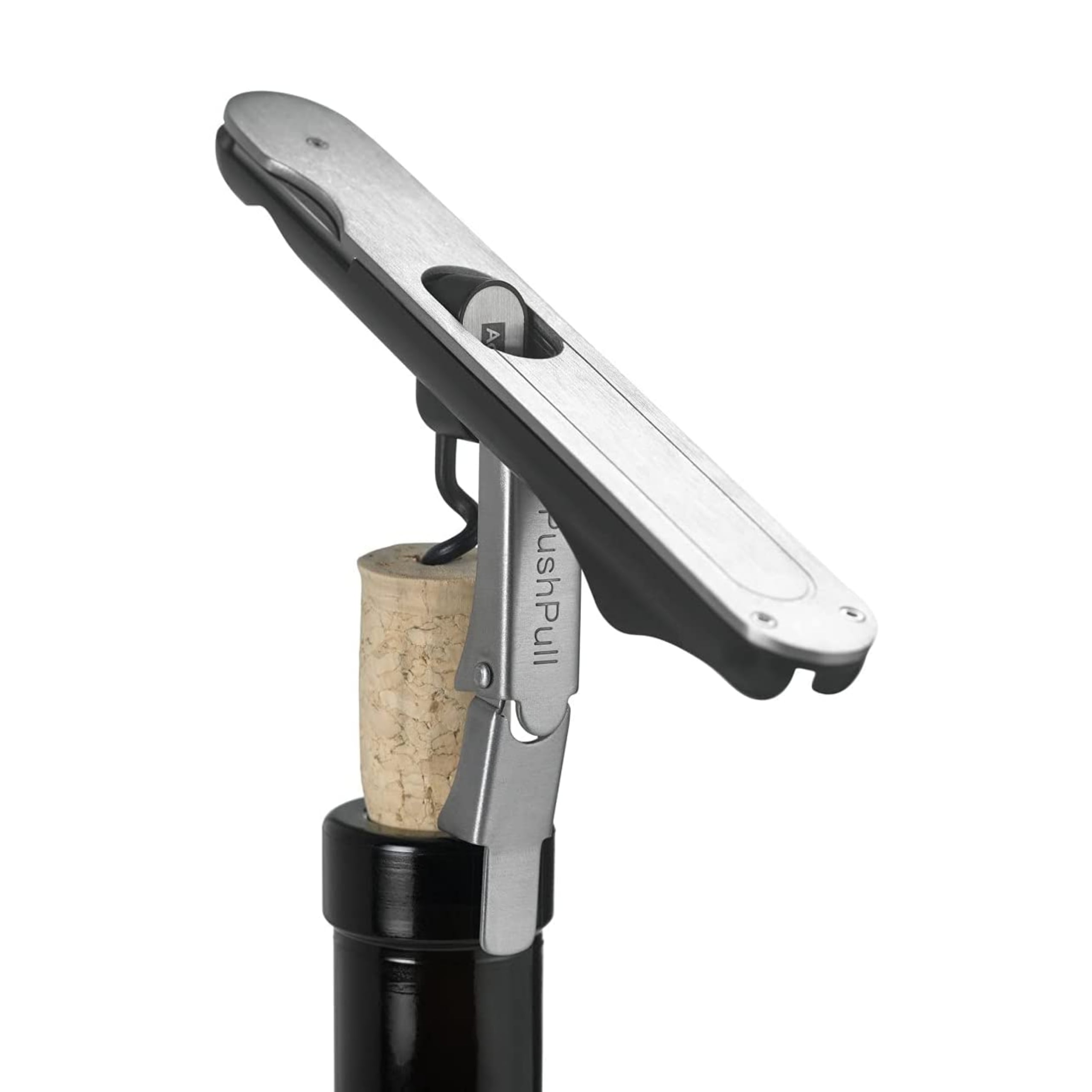 AdHoc Stainless Steel PushPull Wine Corkscrew with Foil Cutter