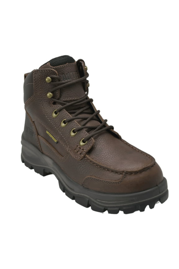 Men 6" Tumbled Leather Moc Soft Toe Waterproof Work Boots