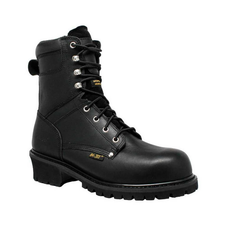 AdTec Mens 9-Inch Super Logger Boot Black Leather Waterproof Boots