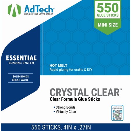 AdTech 4" 4.4lb Box of Mini Size Multi-Temp Hot Glue Sticks, Clear