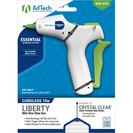 AdTech Cordless Mini Glue Gun – USB-C Rechargeable, Detail Nozzle, Includes Stringless Glue Sticks