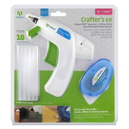 AdTech Crafter's Kit Detailer Glue Gun, 10 Clear Glue Sticks, Double Sided Tape Permanent Glue Runner