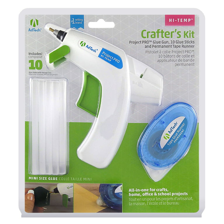 AdTech Crafter's Kit Detailer Glue Gun, 10 Clear Glue Sticks, Double Sided  Tape Permanent Glue Runner 