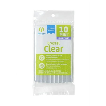AdTech Crystal Clear Mini Size Hot Glue Gun Sticks, 10 Sticks