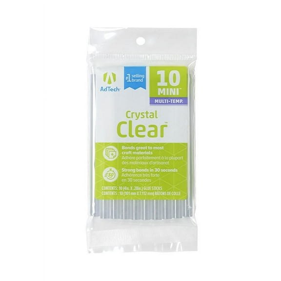 AdTech Crystal Clear Mini Size Hot Glue Gun Sticks, 10 Sticks