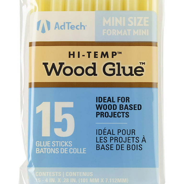 AdTech High Temperature Wood Glue Hot Gun Sticks, Mini Size 4 x .28, 15  Sticks, Clear
