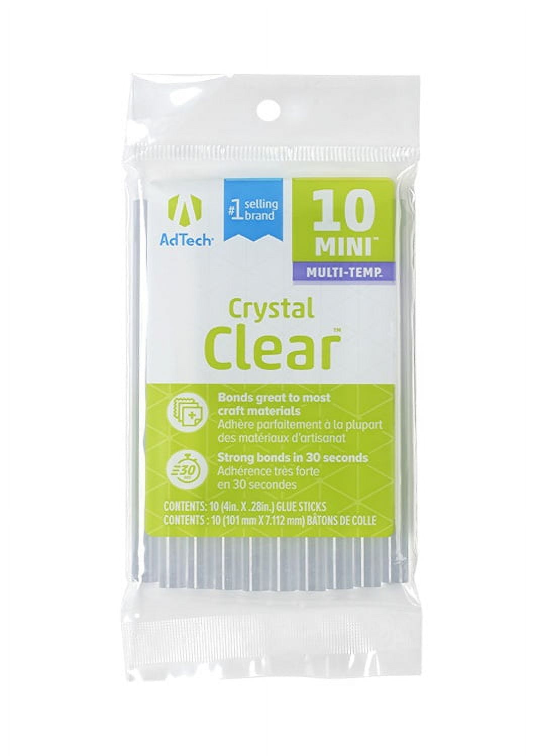 AdTech Crystal Clear Hot Glue Gun, Full Size 4 x .44 10 Sticks