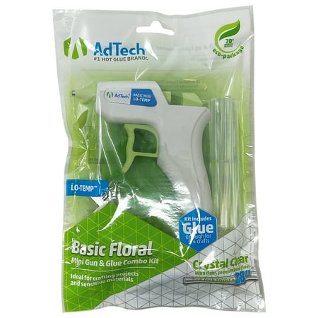 AdTech Mini Low Temp Hot Glue Gun, White with Glue Sticks, Clear Combo Pack
