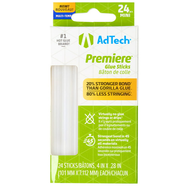 AdTech Premiere Hot Temperature Miniature Glue Sticks, 24 Count, Clear