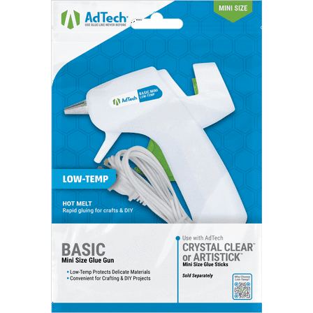 AdTech White Mini Glue Gun - Low Temperature Precision Crafting Tool