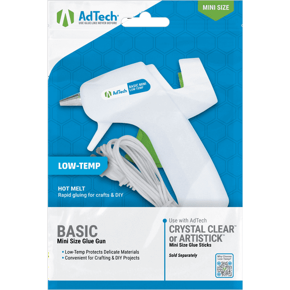 AdTech White Mini Glue Gun - Low Temperature Precision Crafting Tool