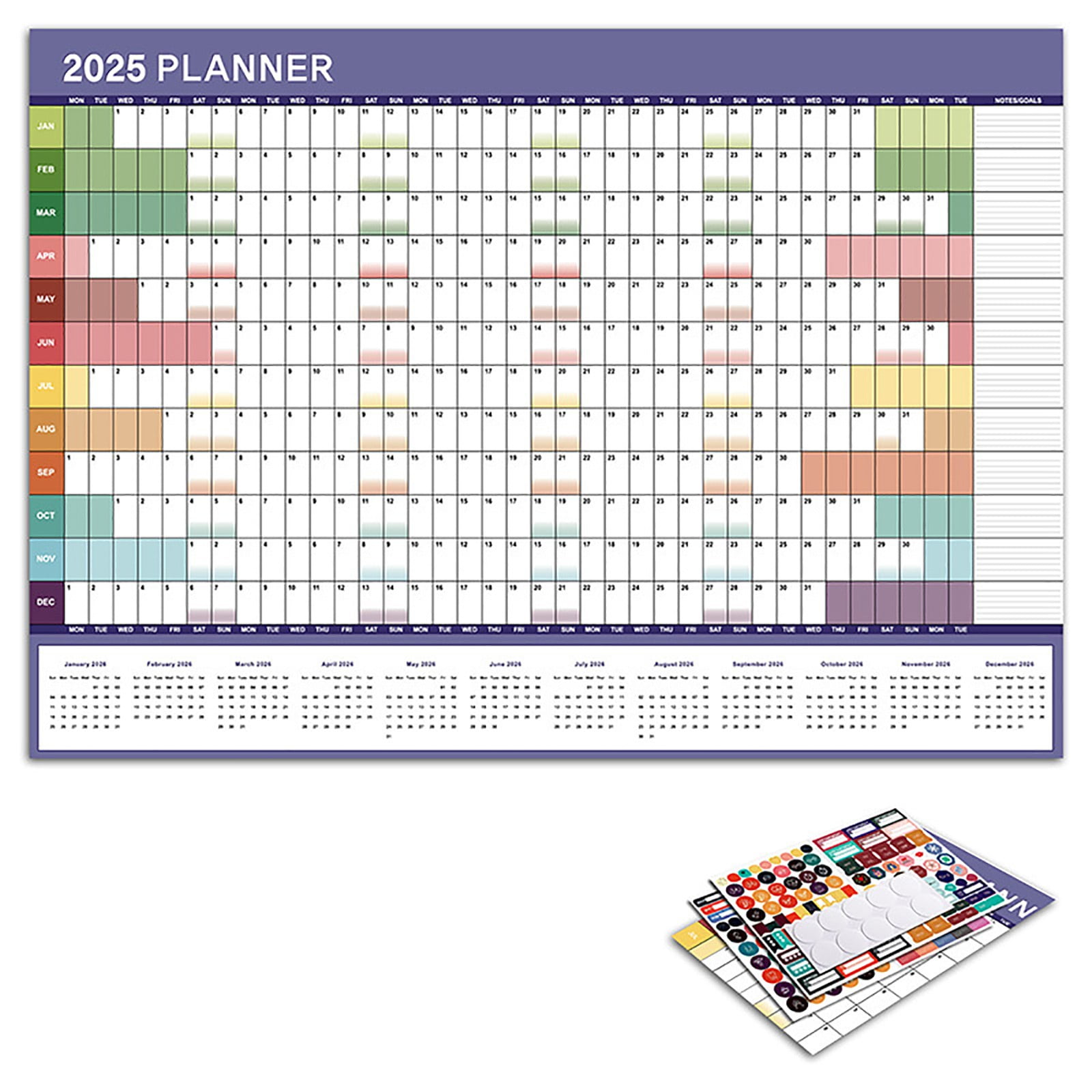 AdXKenry 2025 Yearly Wall Calendar with Holidays, Full Year Calendar One Page, Annual Year Wall