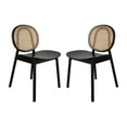 thumbnail image 1 of Ada 24 Inch Dining Chair, Cane Rattan Back, Beech Wood, Set of 2, Black, Saltoro Sherpi, 1 of 5