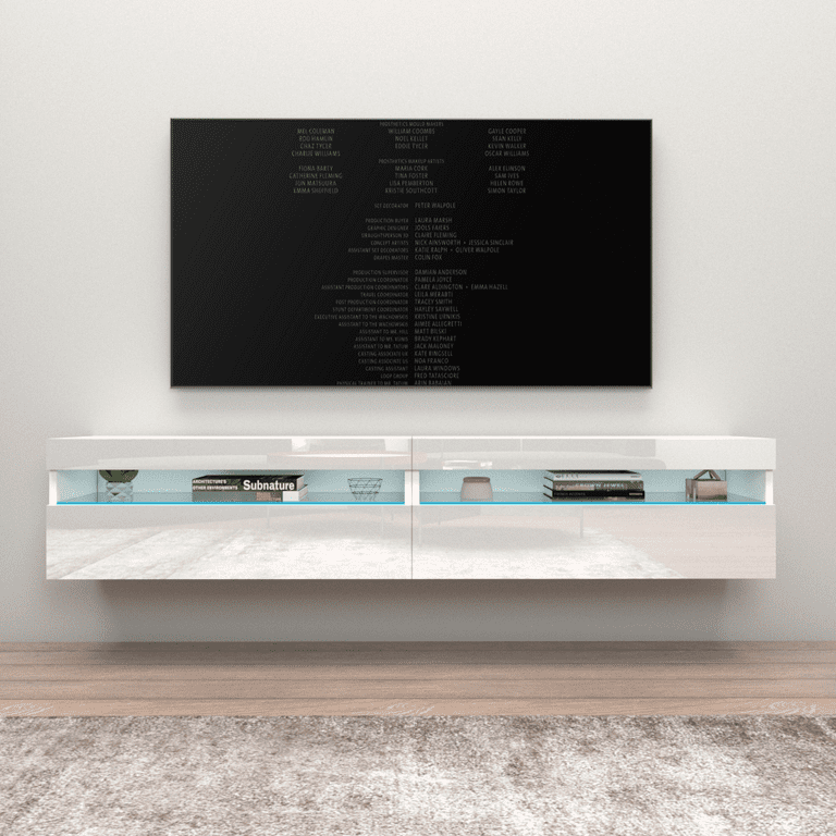Ada All High Gloss Modern Wall Mounted Floating TV Stand, Double 78