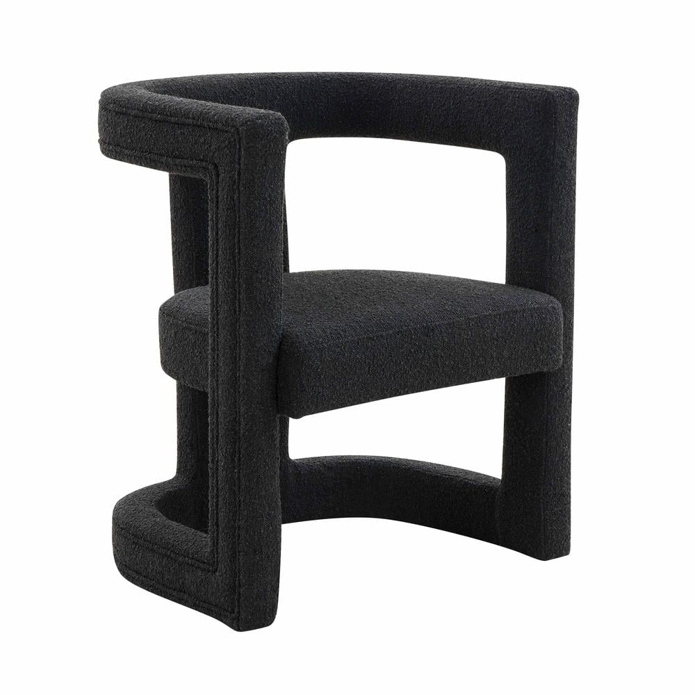 Handcrafted Black Boucle Velvet Contemporary Accent Chair