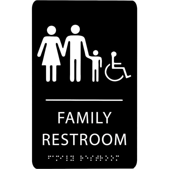 Ada Central Signs - 6" X9" Family Accessible Restroom Sign - ADA Compliant Tactile Graphics Grade 2 Braille Text | Handicap Accessible Signs for Offices, Hotels, Schools, Apartments, and Restaurants
