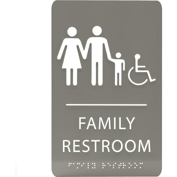 Ada Central Signs - 6" X9" Family Accessible Restroom Sign - ADA Compliant Tactile Graphics Grade 2 Braille Text | Handicap Accessible Signs for Offices, Hotels, Schools, Apartments, and Restaurants